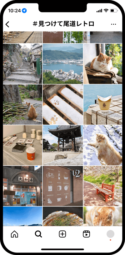 インスタグラムを開いているスマホの画面